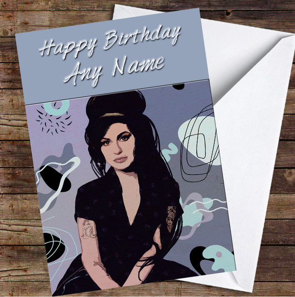 Amy Winehouse Abstract Lavender Personalised Birthday Card