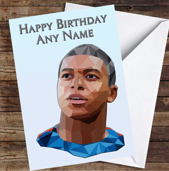 Kylian Mbappé Polygon Simple Personalised Birthday Card