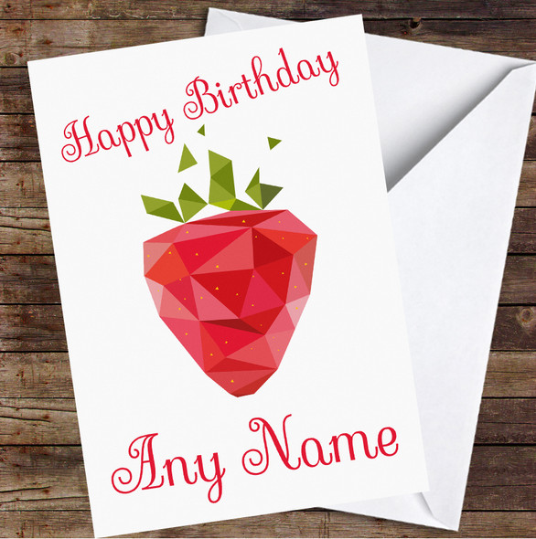 Strawberry Polygon Simple Personalised Birthday Card