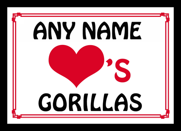 Love Heart Gorillas Personalised Mousemat