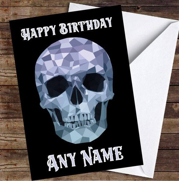 Polygon Skull Gothic Simple Personalised Birthday Card