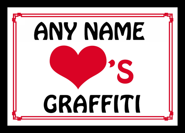 Love Heart Graffiti Personalised Mousemat