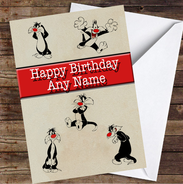 Sylvester James Pussycat Looney Tunes Multiple Cats Personalised Birthday Card