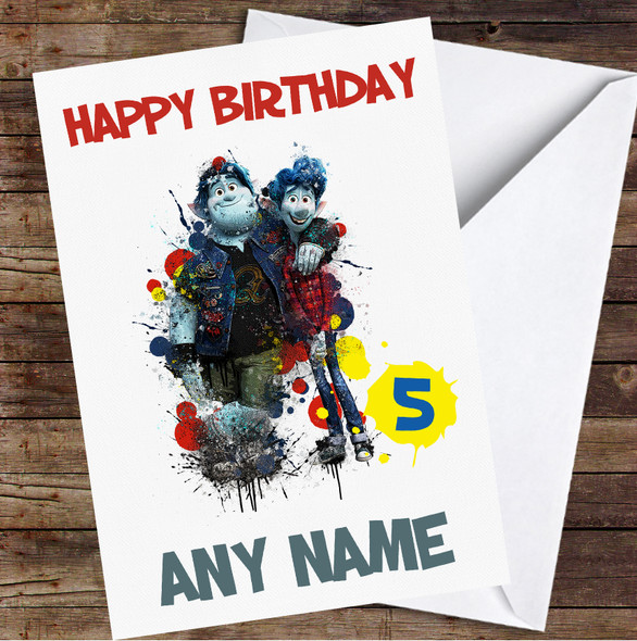 Onward Ian Lightfoot And Barley Lightfoot Splatter Personalised Birthday Card