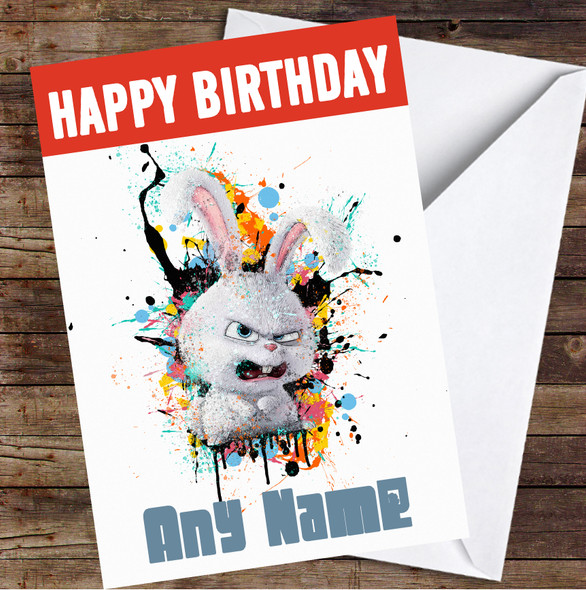 The Secret Life Of Pets Snowball Splatter Personalised Birthday Card