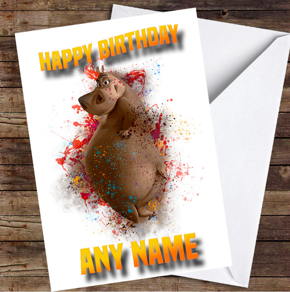 Gloria Madagascar Watercolour Splatter Personalised Birthday Card