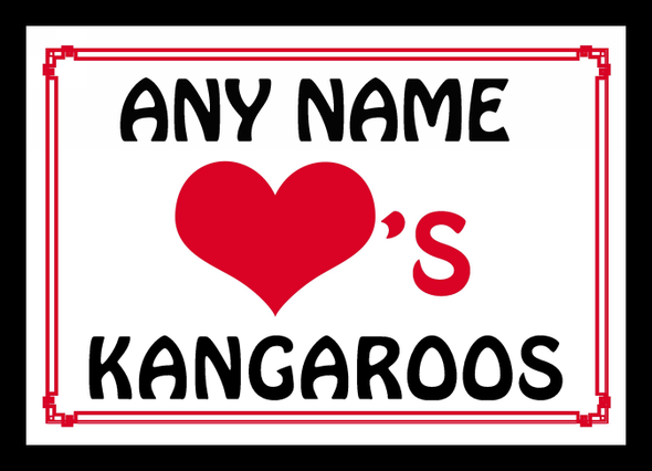 Love Heart Kangaroos Personalised Mousemat