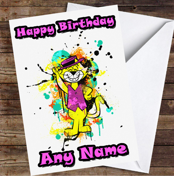 Top Cat Splatter Personalised Birthday Card