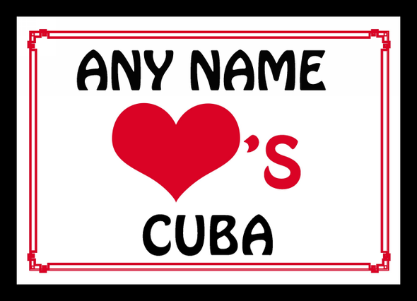 Love Heart Cuba Personalised Mousemat