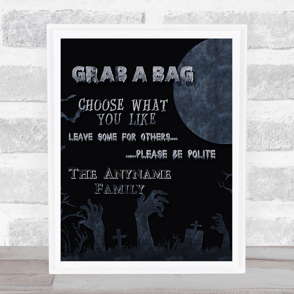 Grab A Bag Poem Graveyard Moon Personalised Wall Art Print