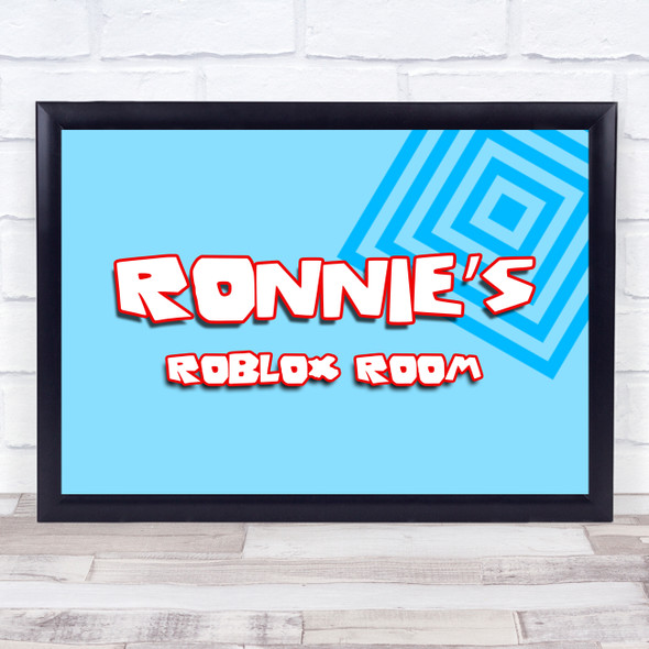 Roblox Blue Square Pattern Any Name Personalised Wall Art Print