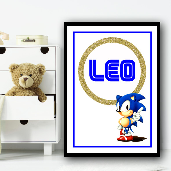 Sonic Gold Ring Any Name Personalised Wall Art Print