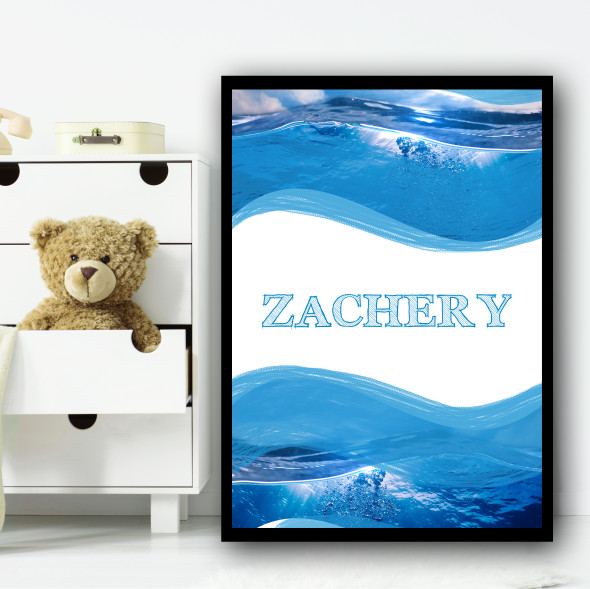 Waves & Sea Any Name Personalised Wall Art Print