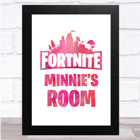 Fortnite Pink Logo Any Name Personalised Wall Art Print