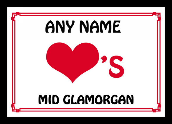 Love Heart Mid Glamorgan Personalised Mousemat