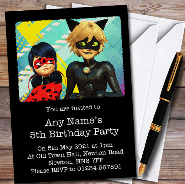 Miraculous Ladybug Bright Children's Personalised Birthday Party Invitations