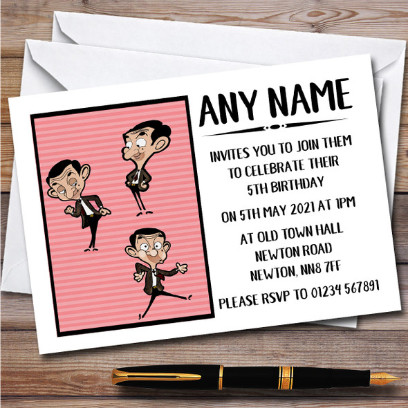 Mr Bean Vintage Children's Kids Personalised Birthday Party Invitations