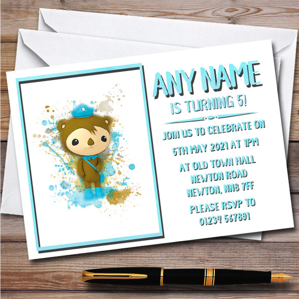 Octonauts Shellington Splatter Art Children's Birthday Party Invitations