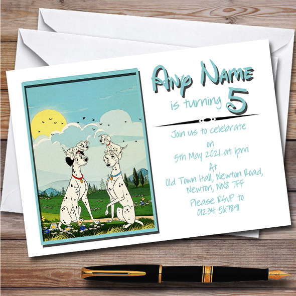 101 Dalmatians Vintage Children's Kids Personalised Birthday Party Invitations