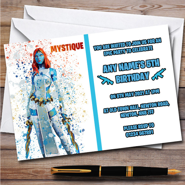 Splatter Art Gaming Fortnite Mystique Children's Birthday Party Invitations