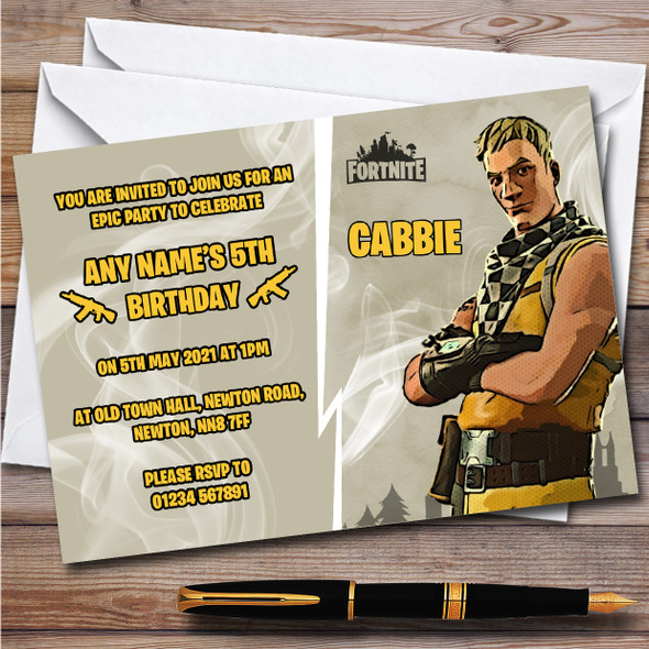 Cabbie Gaming Comic Style Fortnite Skin Children's Birthday Party Invitations
