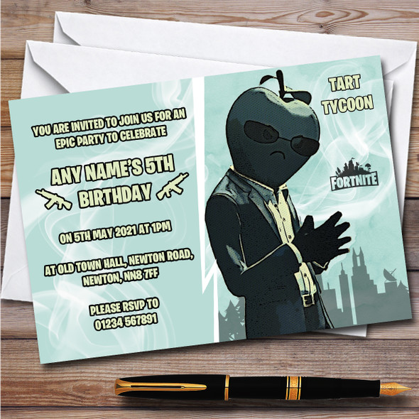 Tart Tycoon Gaming Comic Style Fortnite Skin Birthday Party Invitations