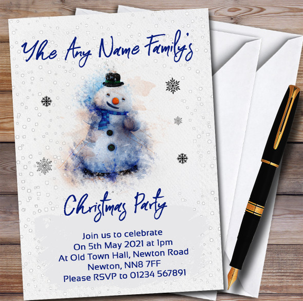 Chilly Snowman Doc Mcstuffins Watercolour Splatter Birthday Party Invitations