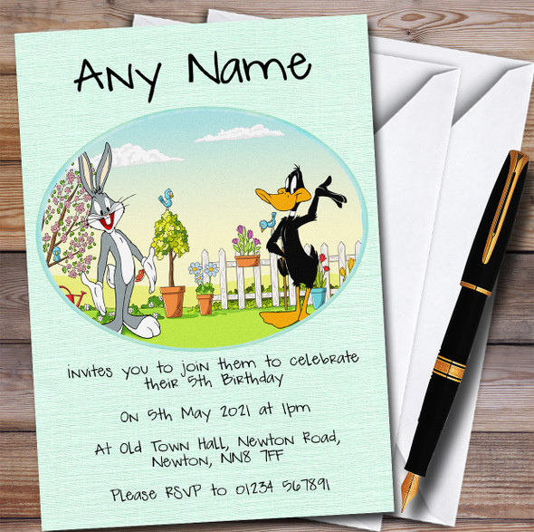 Daffy Duck And Bugs Bunny Children's Personalised Birthday Party Invitations