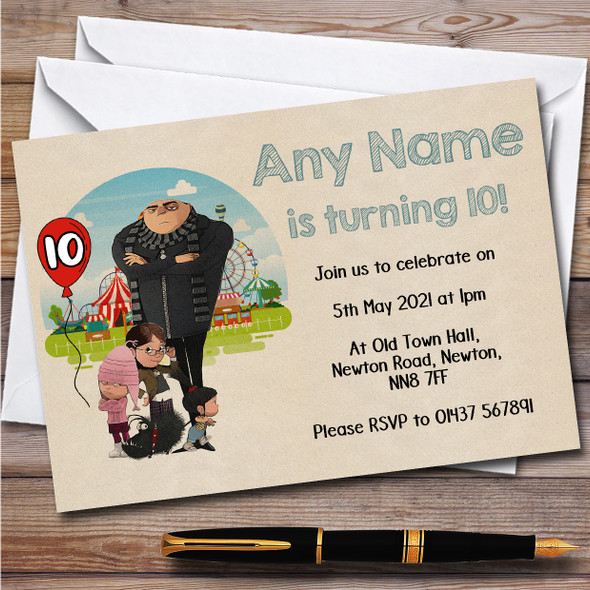 Despicable Me Vintage Retro Children's Personalised Birthday Party Invitations
