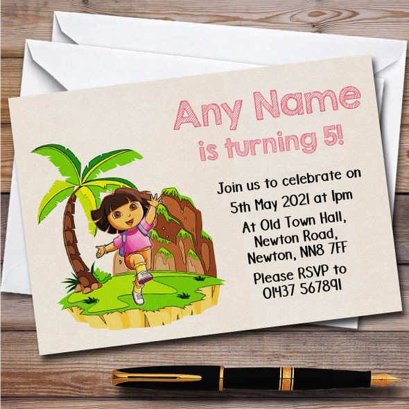 Dora The Explorer Vintage Children's Personalised Birthday Party Invitations