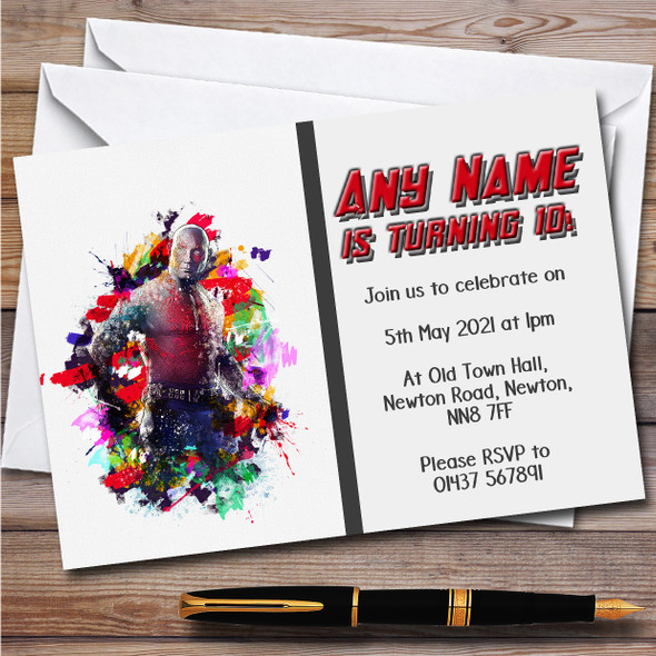 Drax The Destroyer Colour Children's Personalised Birthday Party Invitations