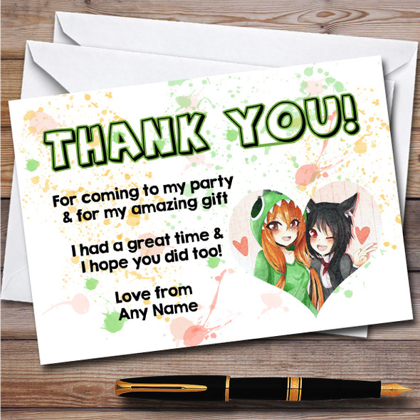 Gatcha Life Best Of Friends Splatter Heart Birthday Party Thank You Cards