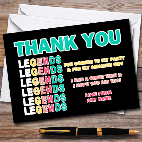 Norris Nuts You Tubers Legends Black Children's Birthday Party Thank You Cards