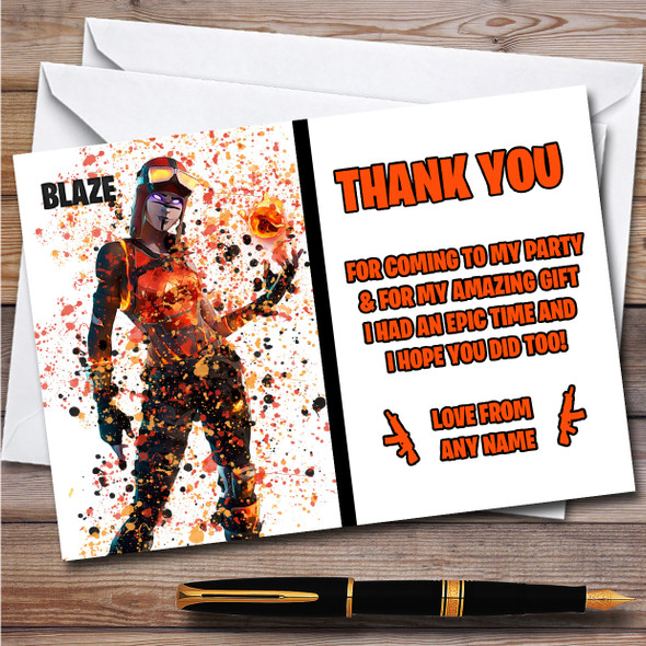 Splatter Art Gaming Fortnite Blaze Children's Birthday Party Thank You Cards