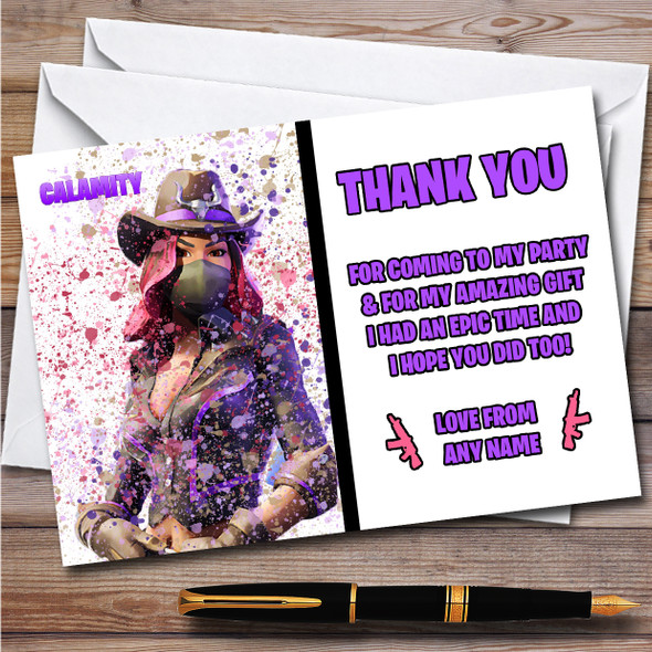 Splatter Art Gaming Fortnite Calamity Children's Birthday Party Thank You Cards