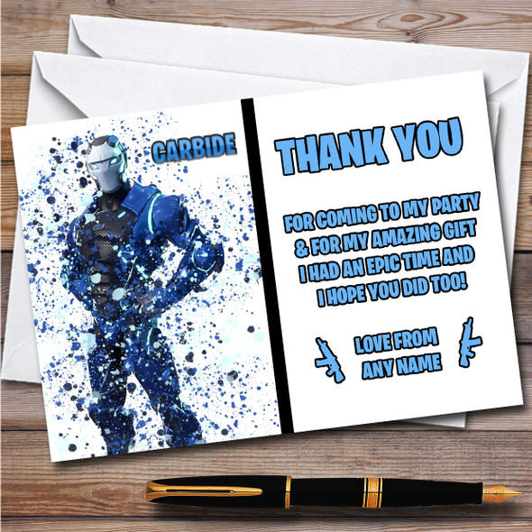 Splatter Art Gaming Fortnite Carbide Children's Birthday Party Thank You Cards