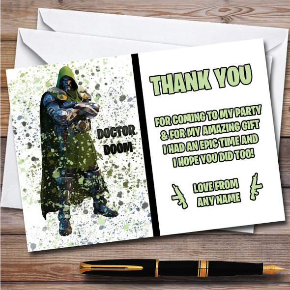 Splatter Art Gaming Fortnite Doctor Doom Birthday Party Thank You Cards