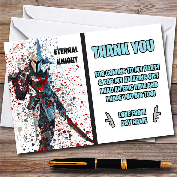Splatter Art Gaming Fortnite Eternal Knight Birthday Party Thank You Cards