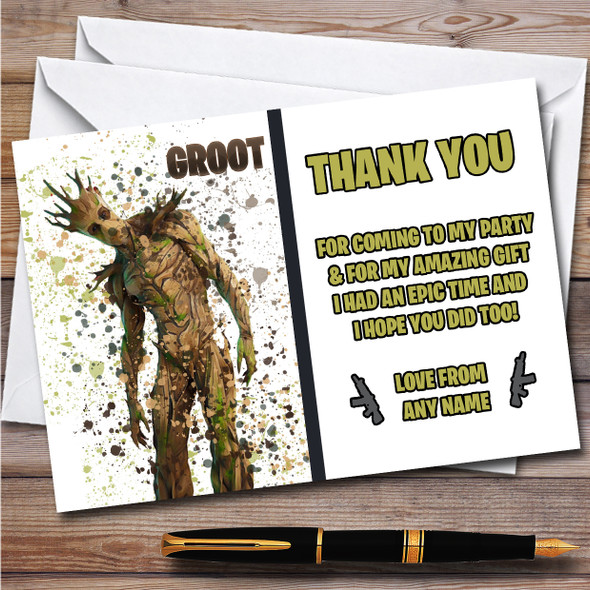 Splatter Art Gaming Fortnite Groot Children's Birthday Party Thank You Cards