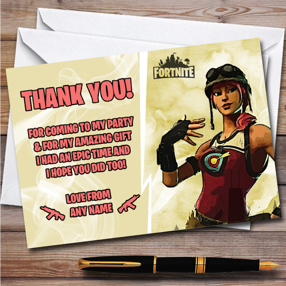 Bullseye Gaming Comic Style Fortnite Skin Birthday Party Thank You Cards