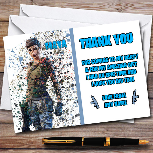 Splatter Art Gaming Fortnite Maya Children's Birthday Party Thank You Cards