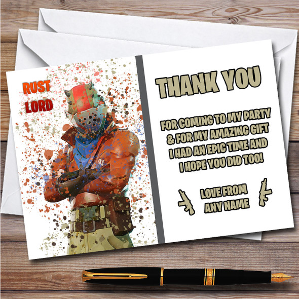 Splatter Art Gaming Fortnite Rust Lord Children's Birthday Party Thank You Cards