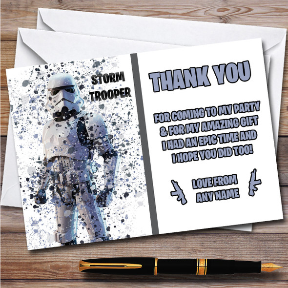 Splatter Art Gaming Fortnite Storm Trooper Birthday Party Thank You Cards