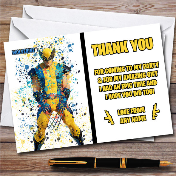 Splatter Art Gaming Fortnite Wolverine Children's Birthday Party Thank You Cards