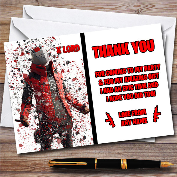 Splatter Art Gaming Fortnite X Lord Children's Birthday Party Thank You Cards