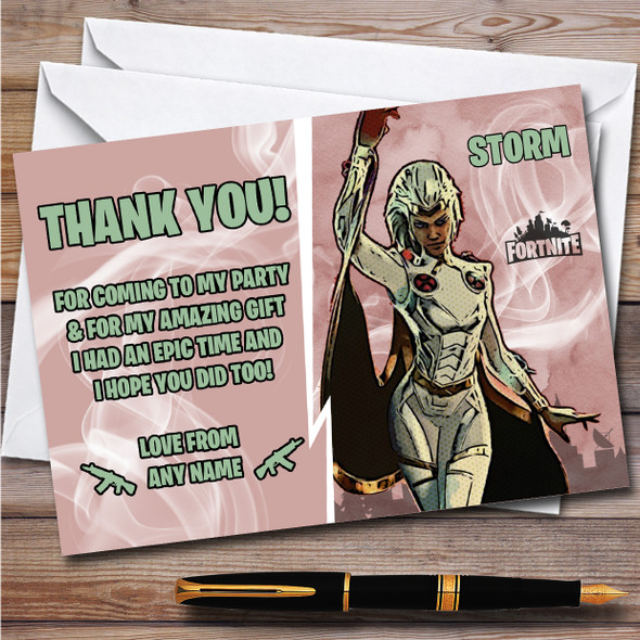 Storm Gaming Comic Style Fortnite Skin Children's Birthday Party Thank You Cards