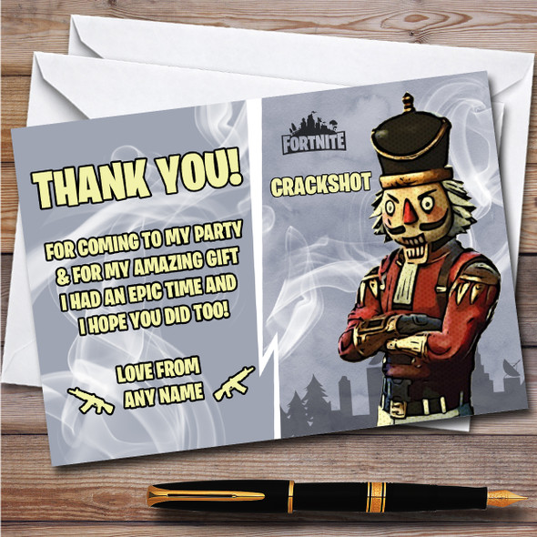 Crackshot Gaming Comic Style Fortnite Skin Birthday Party Thank You Cards