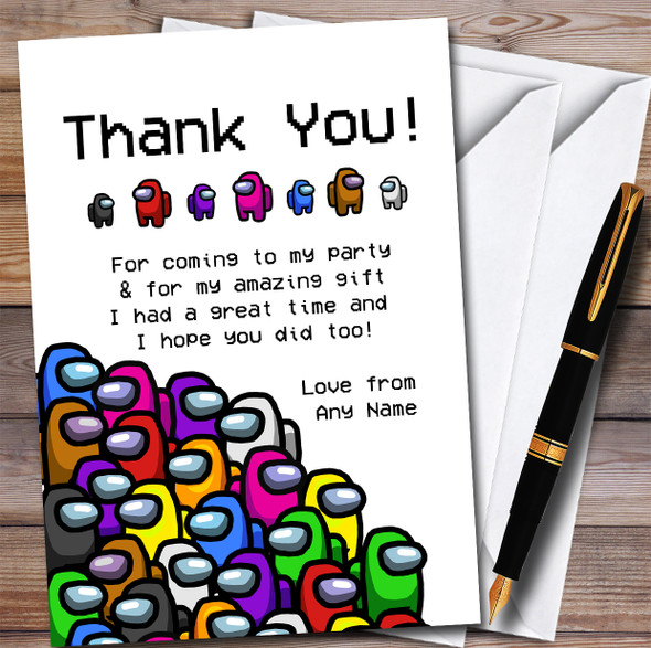 Among Us Character Pile Impostor Children's Birthday Party Thank You Cards