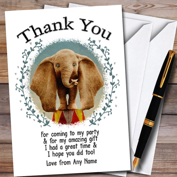 Dumbo Vintage Children's Kids Personalised Birthday Party Thank You Cards