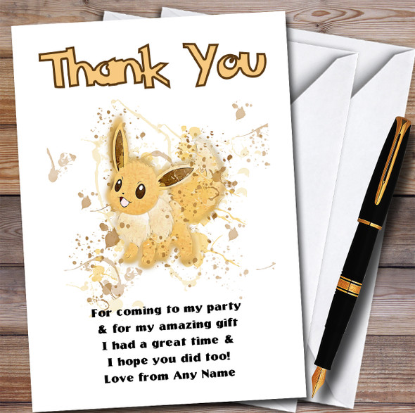 Evie Pokémon Splatter Art Children's Personalised Birthday Party Thank You Cards